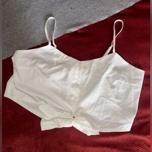 XL white crop top button up